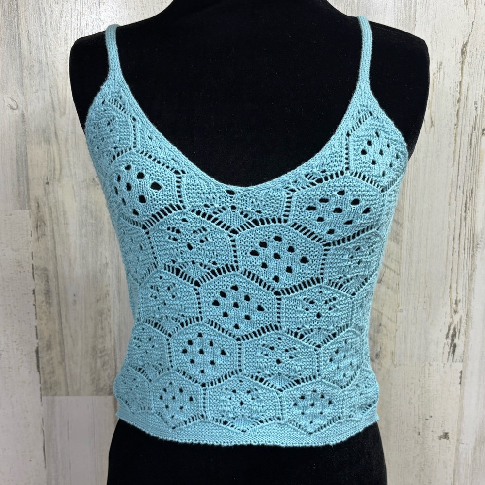 American Eagle Blue Crochet Crop Top